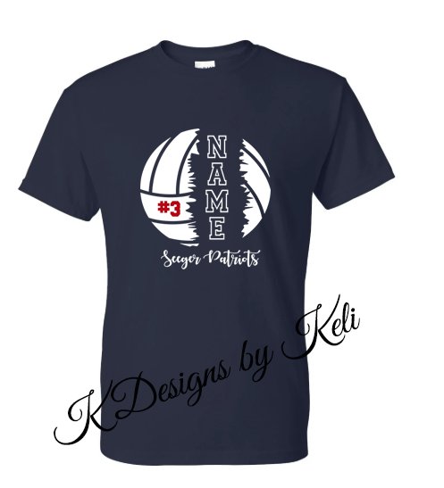 Volleyball - Seeger Patriots - Navy - T- shirt, Long sleeve T, Crewneck, or Hooded Sweatshirt