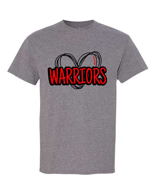 Warren Central Warrior Heart - Graphite Gray - T-Shirt, Long Sleeve T-shirt, Crew Neck or Hooded Sweatshirt