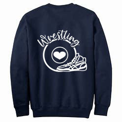 Wrestling Heart  - Navy -  T-Shirt, Long Sleeve T-shirt, Crew Neck or Hooded Sweatshirt