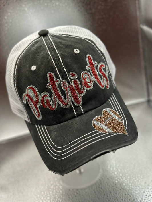 Distressed Baseball Cap - Glitter Hat - Choice of sport