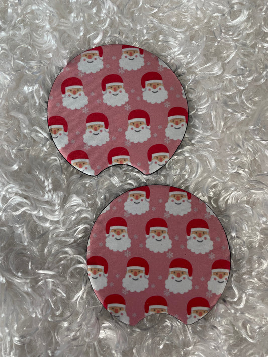 Car Coasters - Set of 2 - Pink Santa