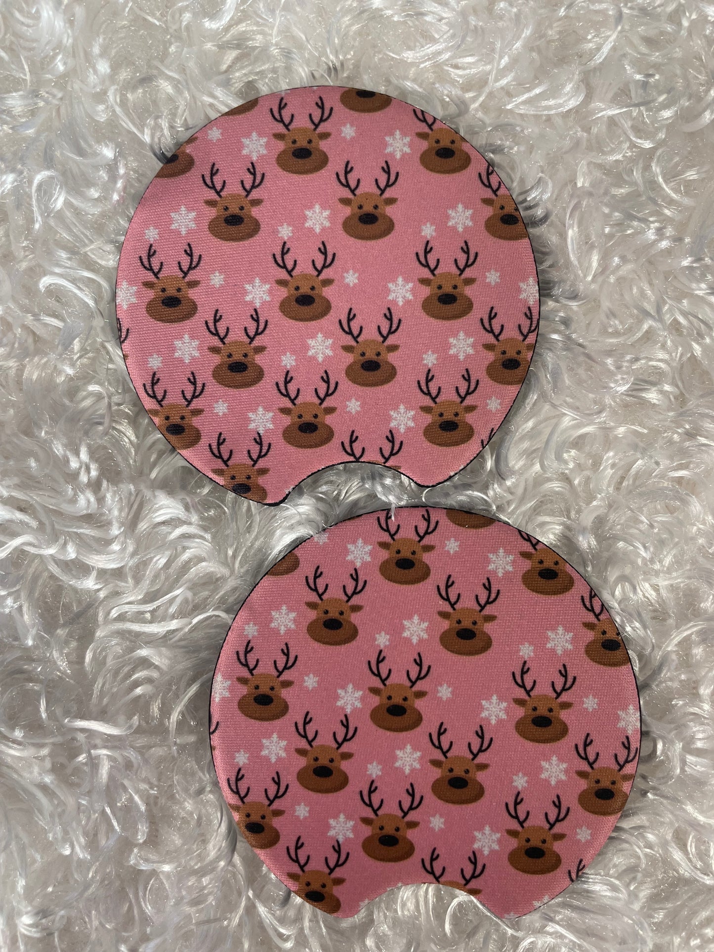 Car Coasters - Set of 2 - Pink reindeer