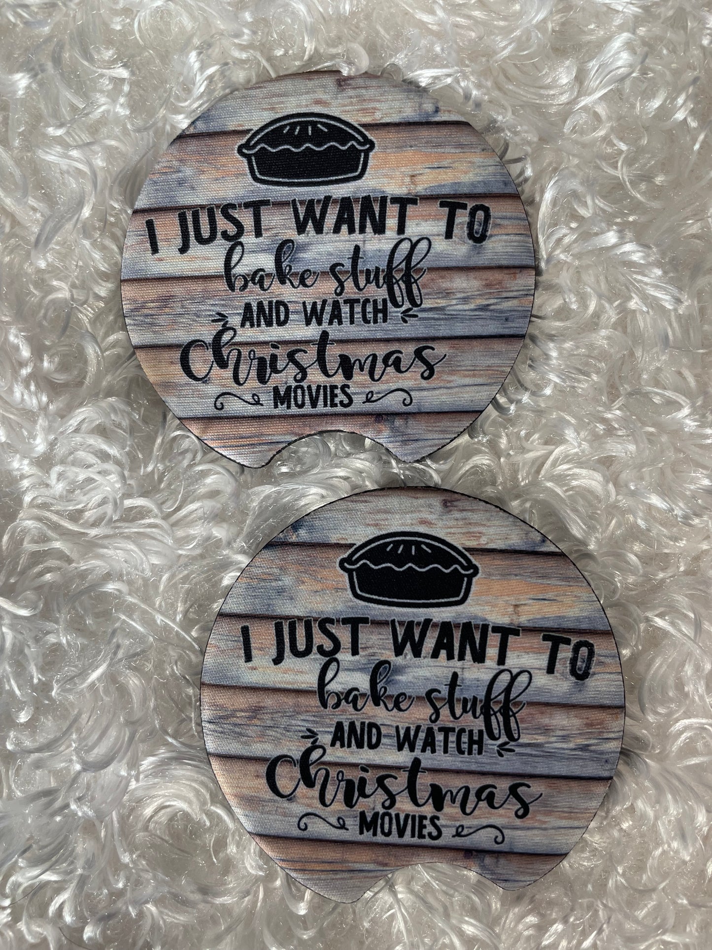 Car Coasters - Set of 2 - I just want to bake and watch Christmas movies