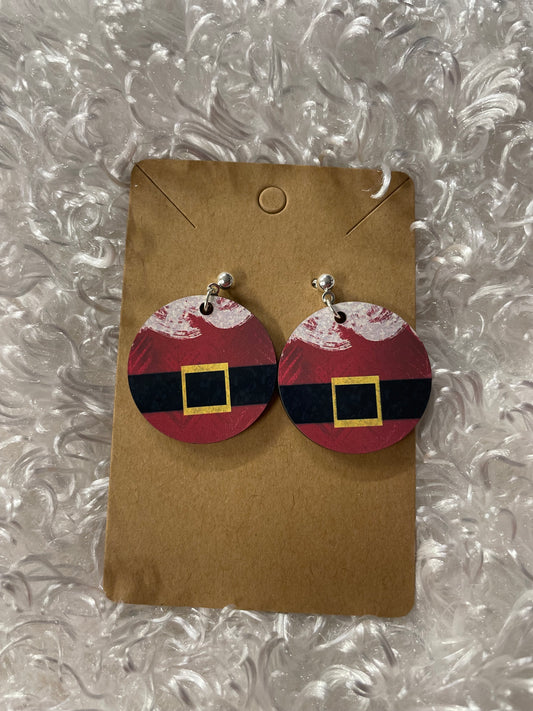 Santa belt circle earrings