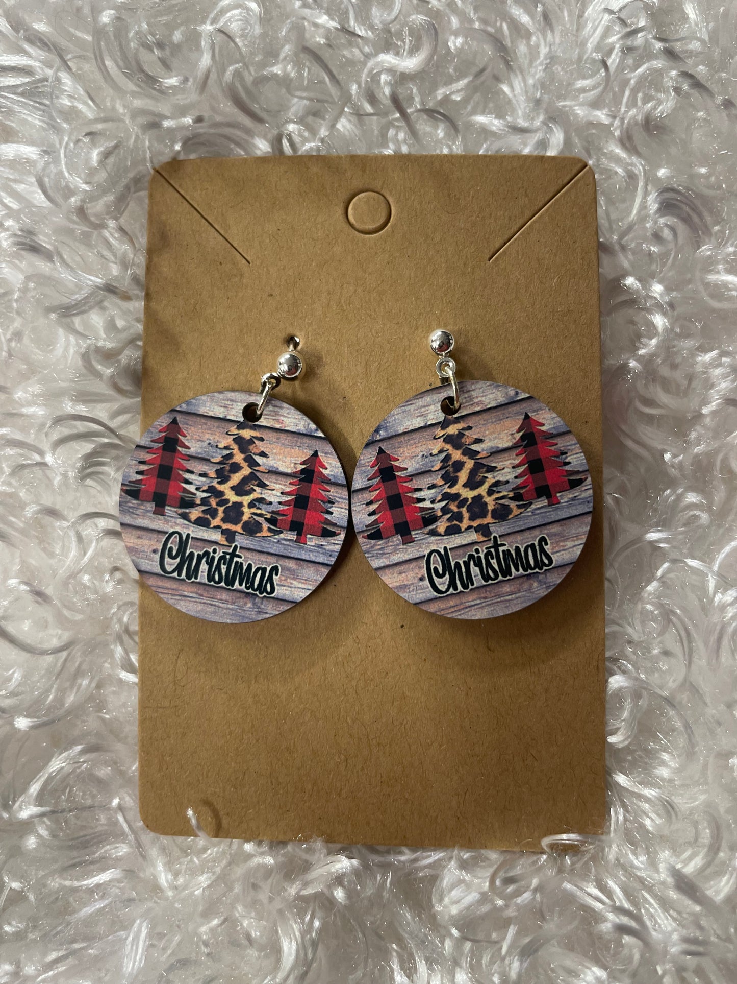 3 Christmas trees circle earrings