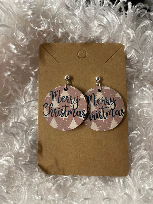 Merry Christmas circle earrings