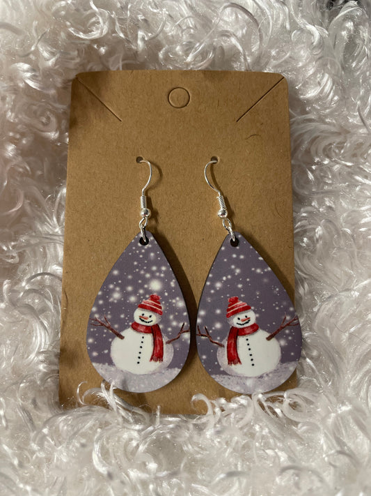 Snowman teardrop earrings