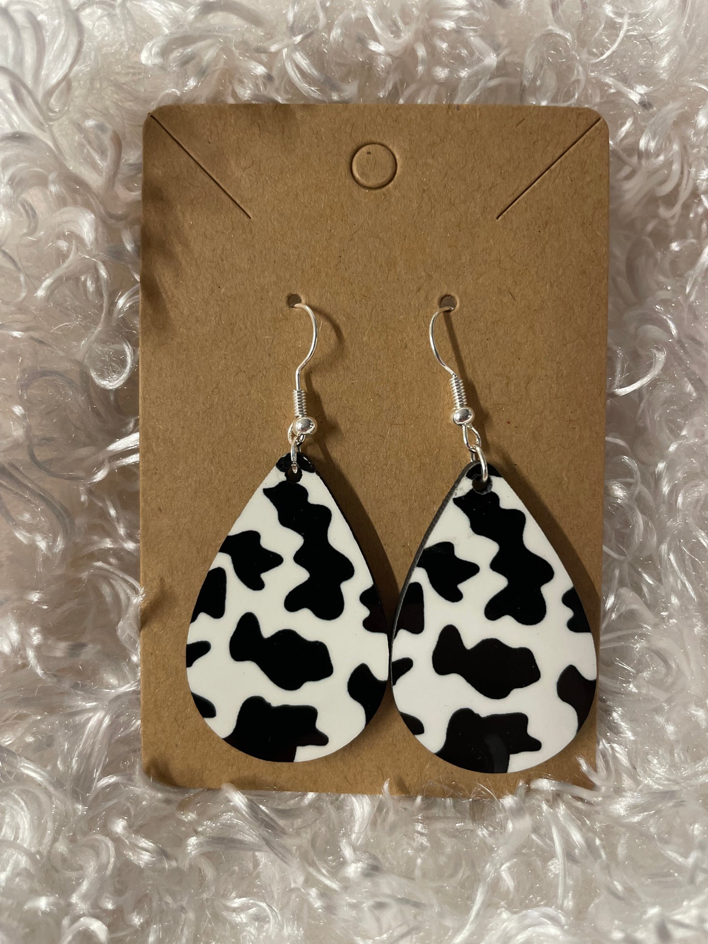 Cowhide teardrop earrings