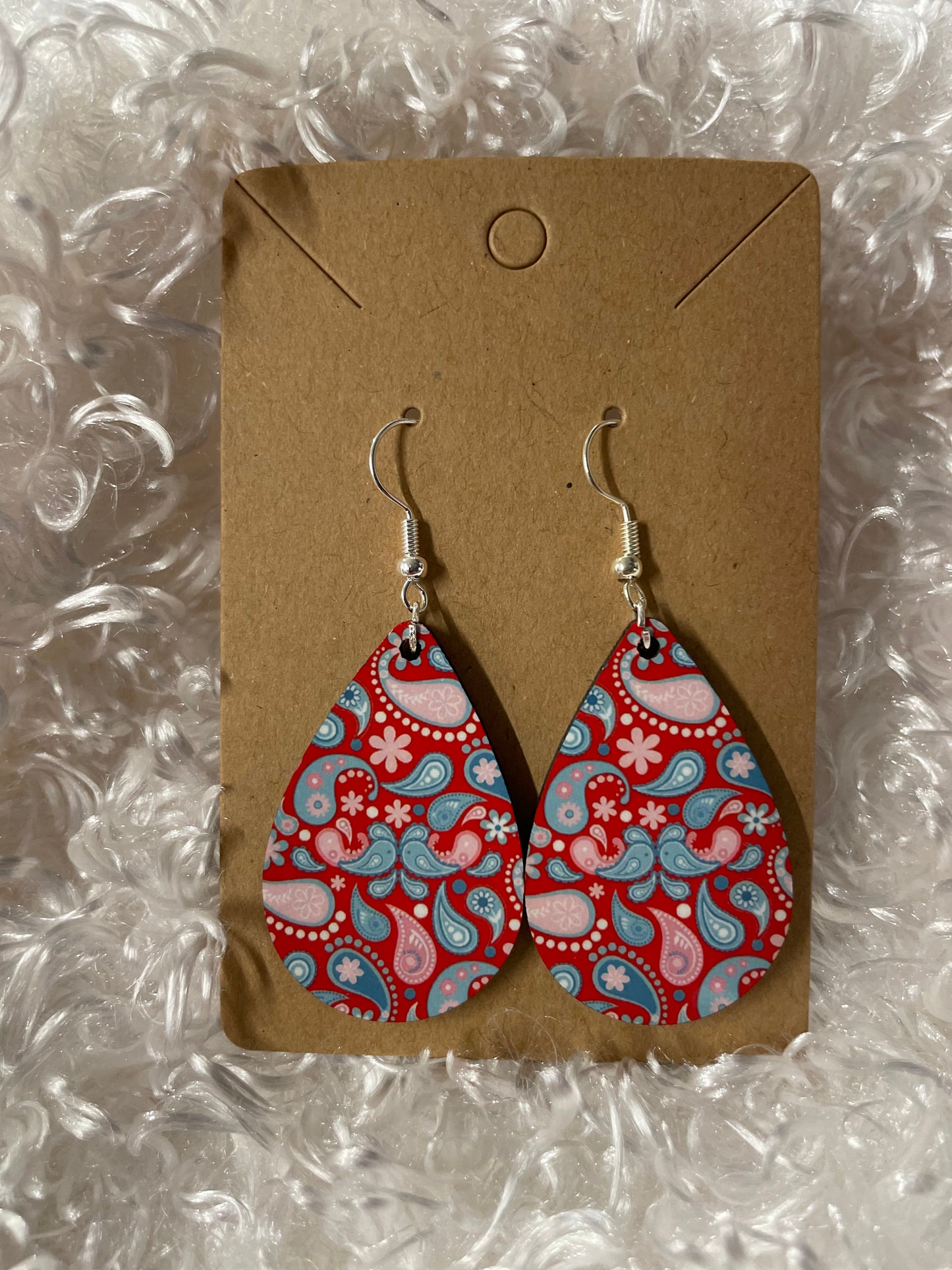 Pink paisley teardrop earrings