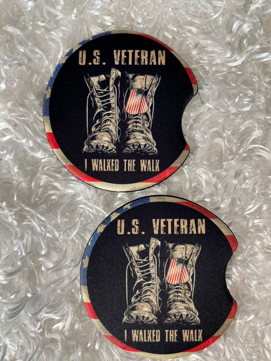 Car Coasters - Set of 2 - U.S. Veteran I Walked The Walk