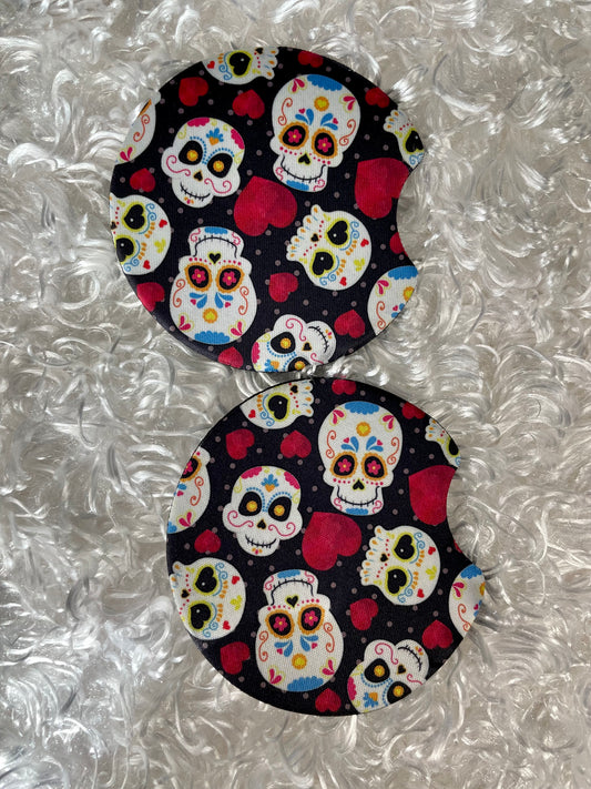 Car Coasters - Set of 2 - Sugar Skulls