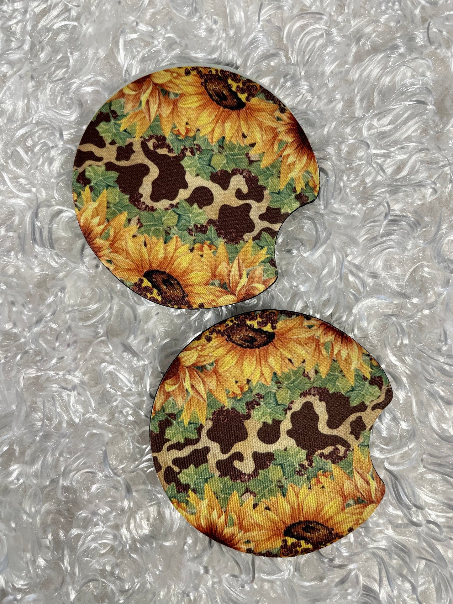 Car Coasters - Set of 2 - Sunflower Cheetah