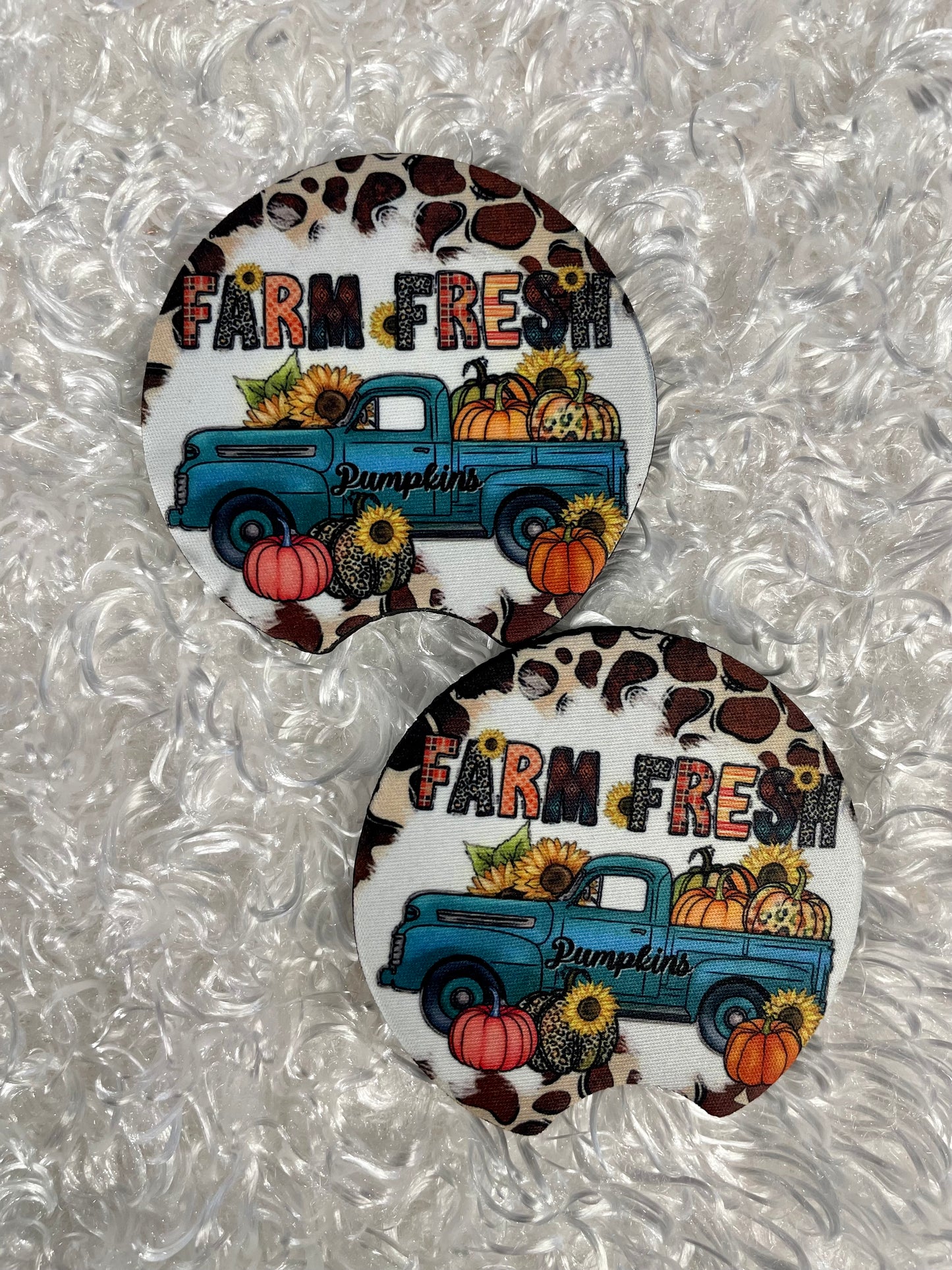 Car Coasters - Set of 2 - Farm fresh pumpkins