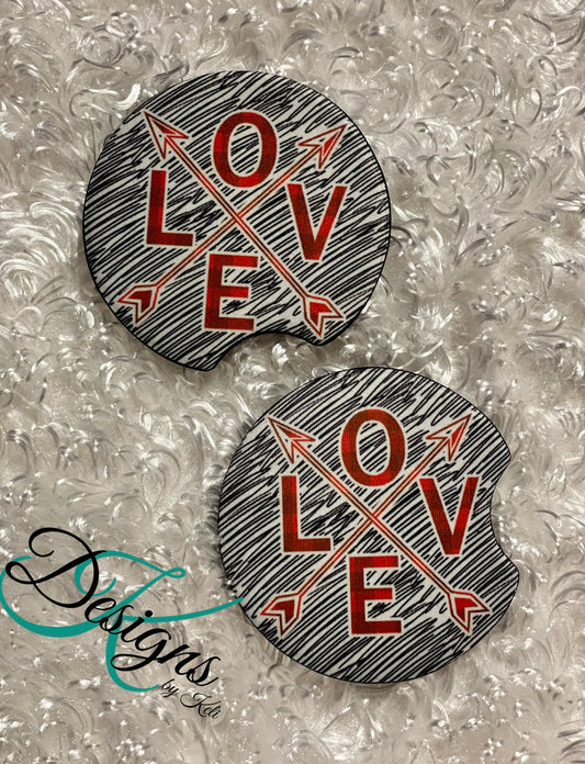 Car Coasters - Set of 2 - LOVE