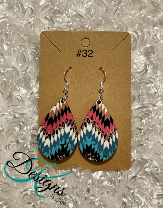 Pink, teal, black Earrings