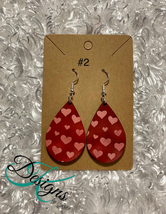 Red and Pink heart Earrings