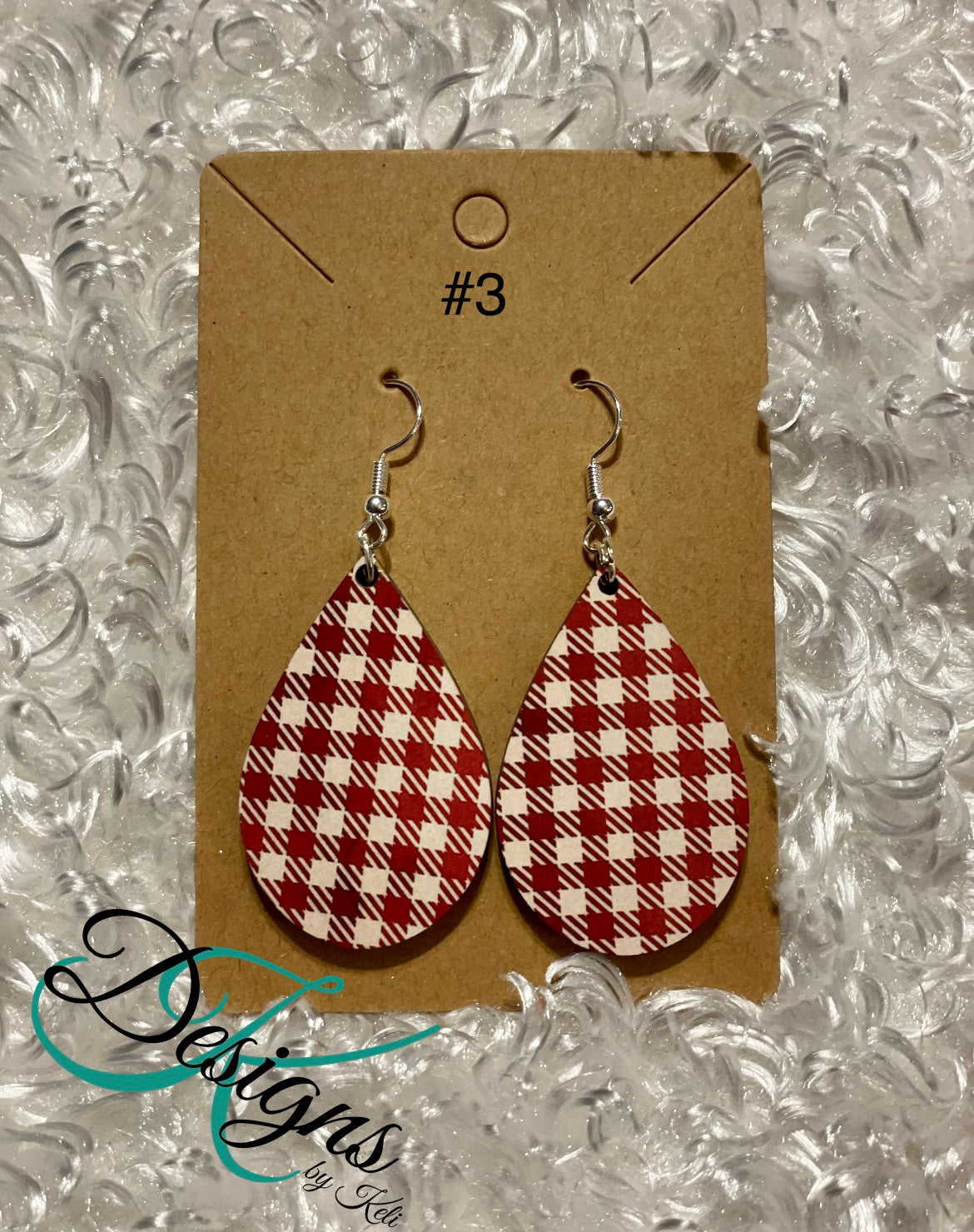 Red and White Plaid Earrings