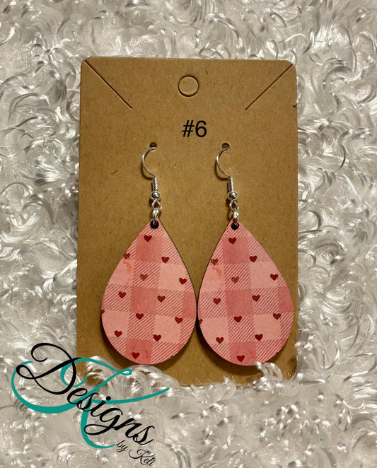 Pink Plaid with hearts Earrings